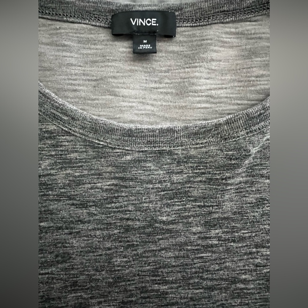 Gray long sleeve Vince shirt.